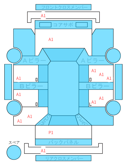 Body condition diagram (damage marks, Japanese labels)