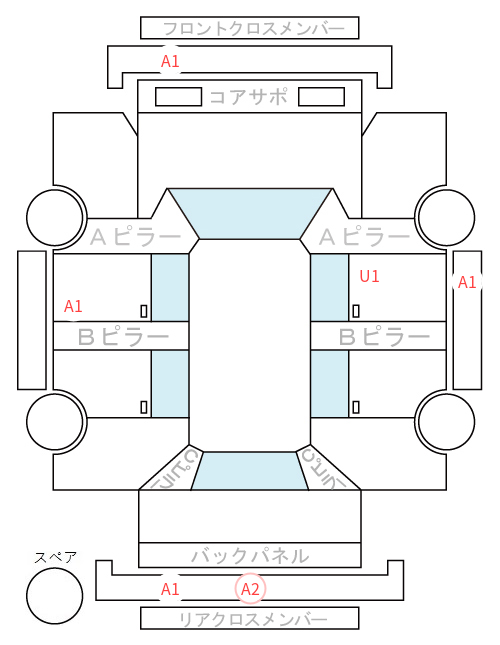 Body condition diagram (damage marks, Japanese labels)