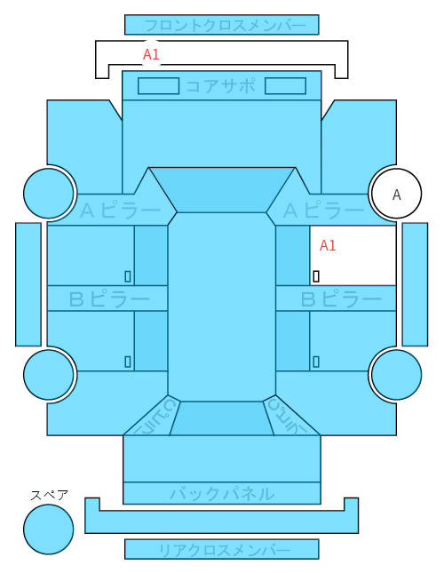 Body condition diagram (damage marks, Japanese labels)