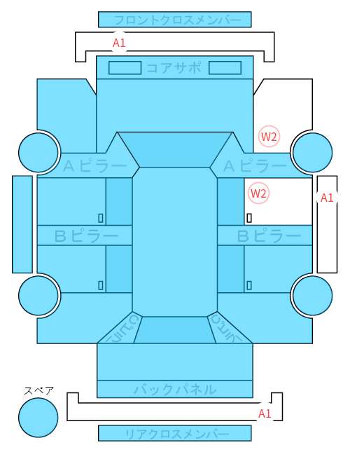Body condition diagram (damage marks, Japanese labels)