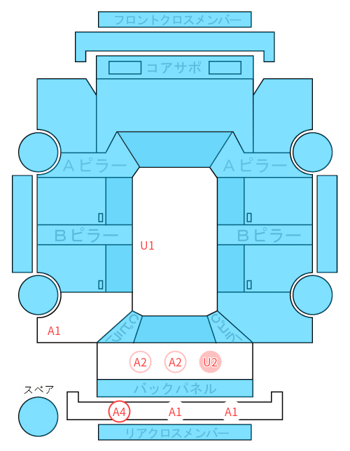 Body condition diagram (damage marks, Japanese labels)