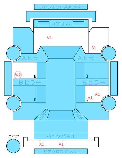 Body condition diagram (damage marks, Japanese labels)