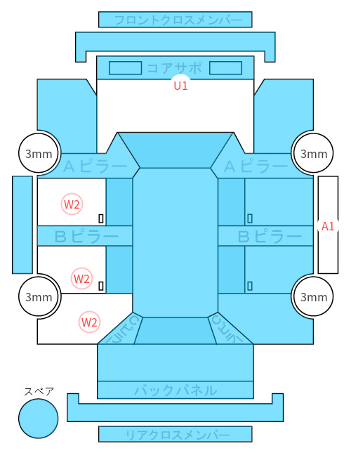 Body condition diagram (damage marks, Japanese labels)