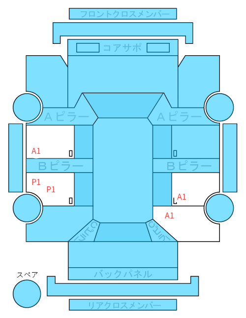 Body condition diagram (damage marks, Japanese labels)