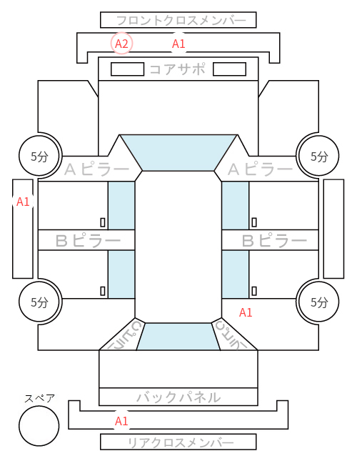 Body condition diagram (damage marks, Japanese labels)