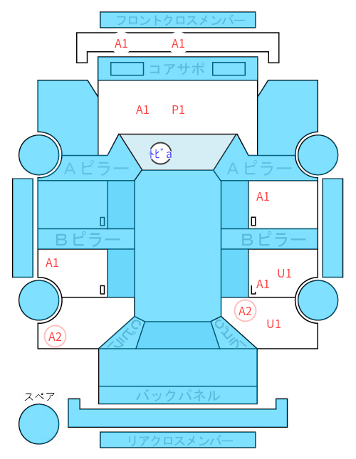 Body condition diagram (damage marks, Japanese labels)