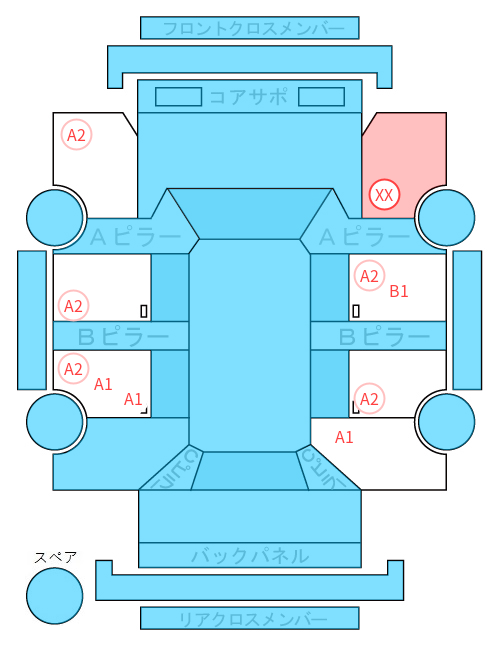 Body condition diagram (damage marks, Japanese labels)