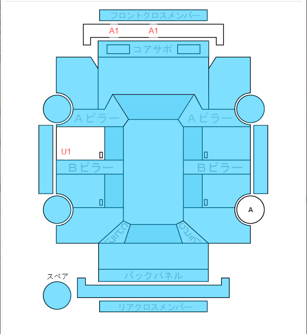 Body condition diagram (damage marks, Japanese labels)