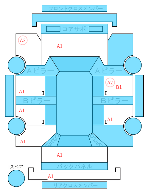 Body condition diagram (damage marks, Japanese labels)