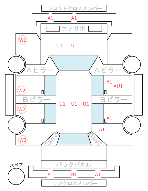 Body condition diagram (damage marks, Japanese labels)