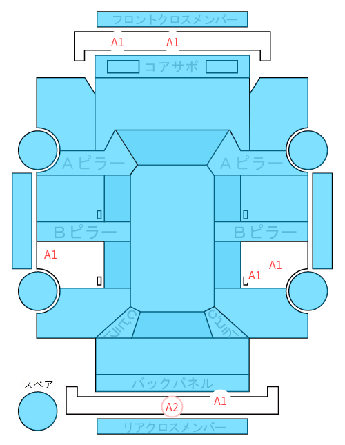 Body condition diagram (damage marks, Japanese labels)