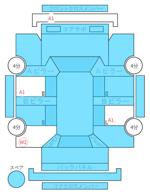 Body condition diagram (damage marks, Japanese labels)