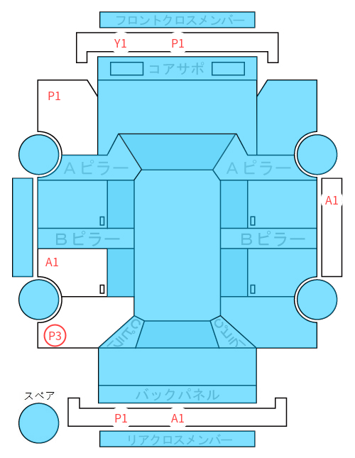 Body condition diagram (damage marks, Japanese labels)