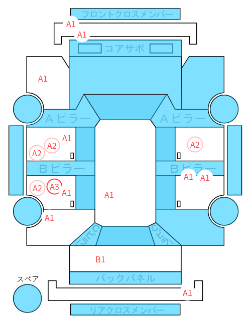 Body condition diagram (damage marks, Japanese labels)