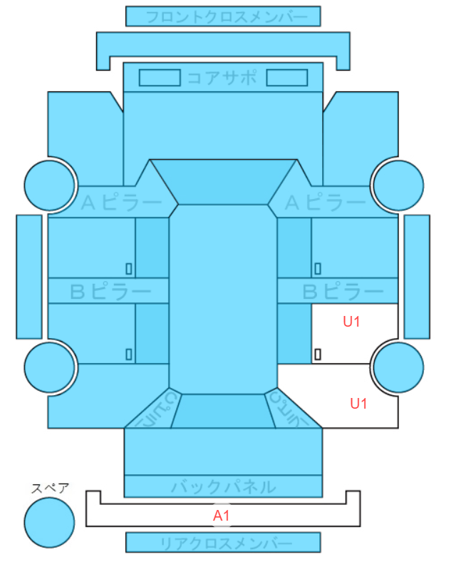 Body condition diagram (damage marks, Japanese labels)