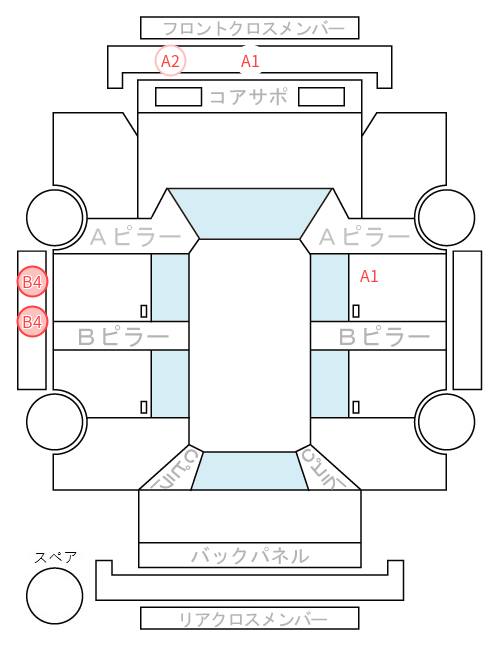 Body condition diagram (damage marks, Japanese labels)