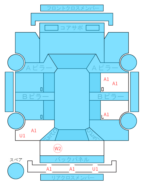 Body condition diagram (damage marks, Japanese labels)