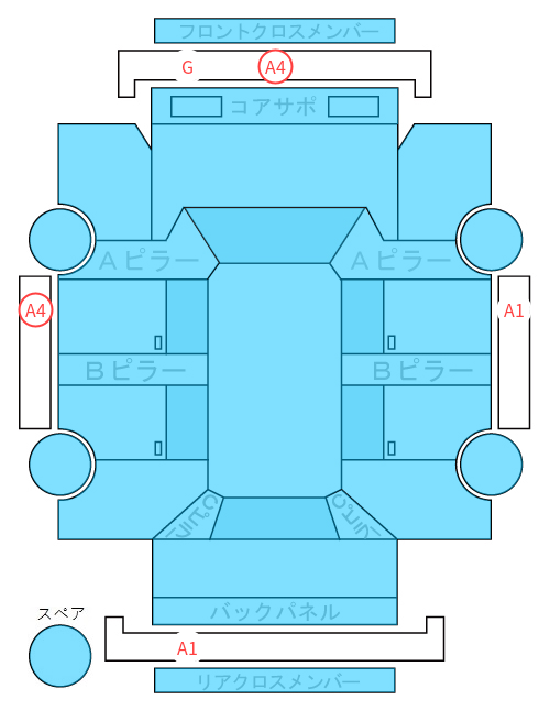 Body condition diagram (damage marks, Japanese labels)