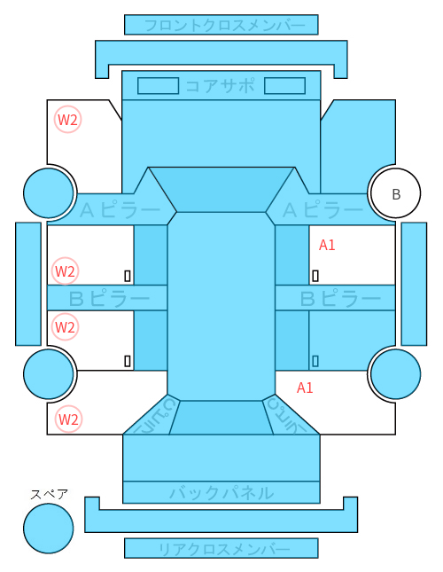 Body condition diagram (damage marks, Japanese labels)