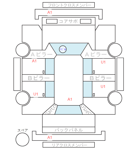 Body condition diagram (damage marks, Japanese labels)