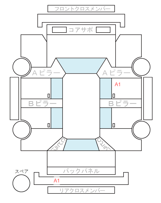 Body condition diagram (damage marks, Japanese labels)