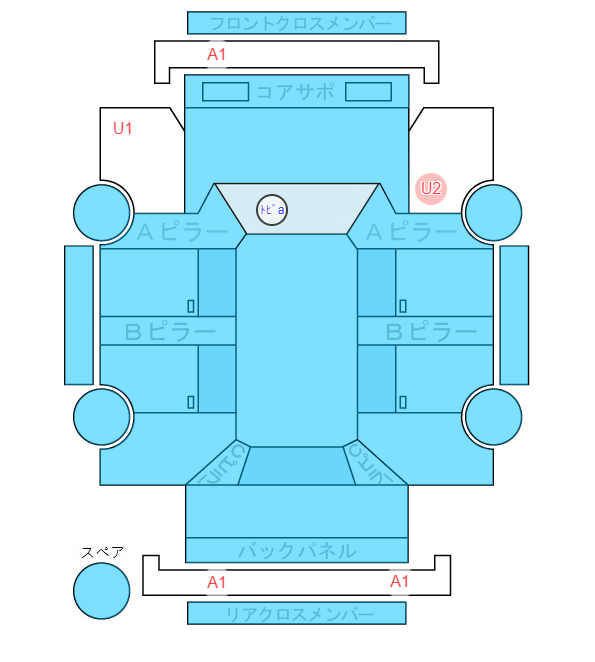 Body condition diagram (damage marks, Japanese labels)