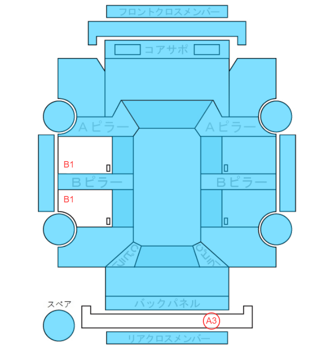 Body condition diagram (damage marks, Japanese labels)