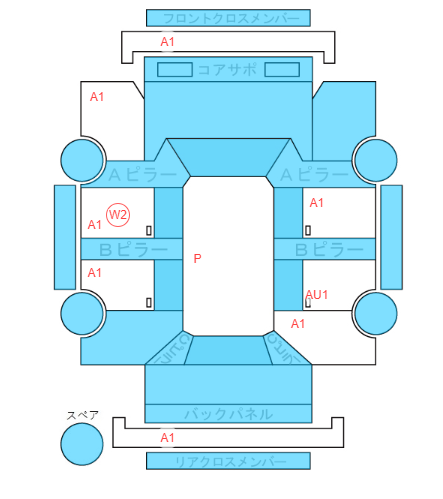 Body condition diagram (damage marks, Japanese labels)
