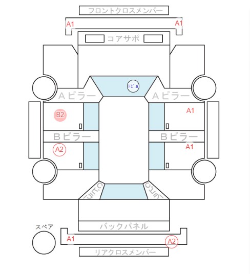 Body condition diagram (damage marks, Japanese labels)