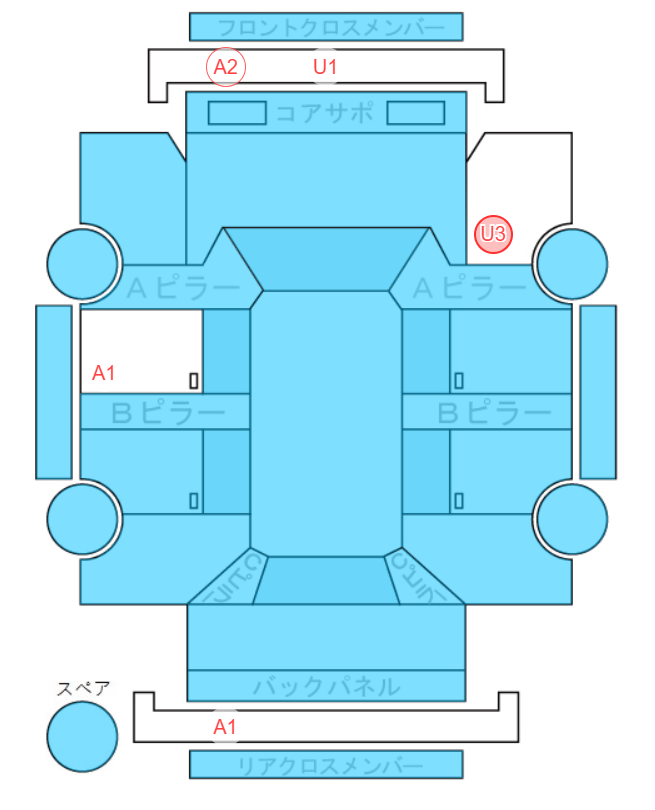 Body condition diagram (damage marks, Japanese labels)