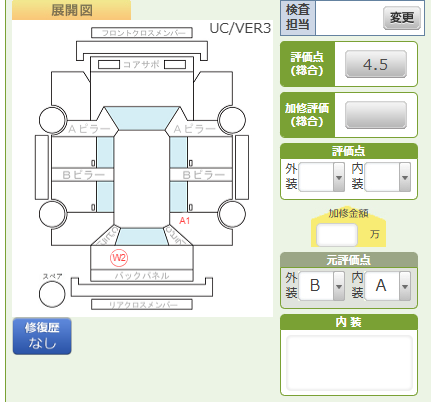 Body condition diagram (damage marks, Japanese labels)