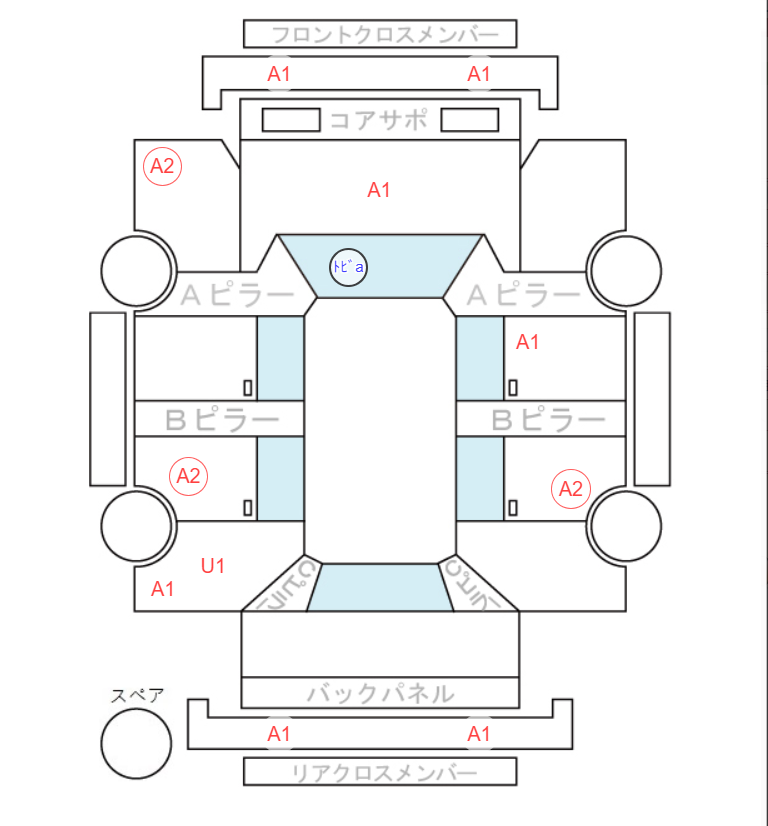 Body condition diagram (damage marks, Japanese labels)