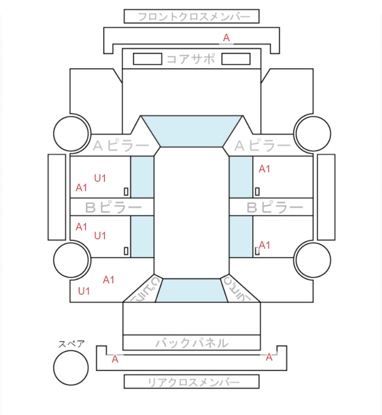 Body condition diagram (damage marks, Japanese labels)