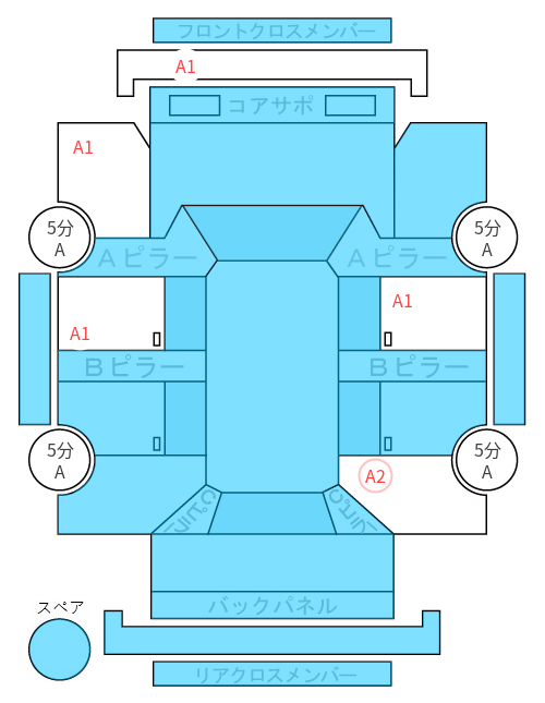 Body condition diagram (damage marks, Japanese labels)