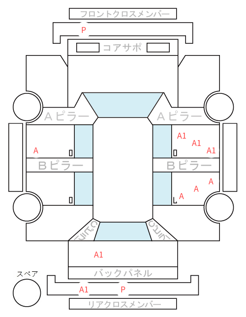 Body condition diagram (damage marks, Japanese labels)