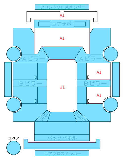 Body condition diagram (damage marks, Japanese labels)