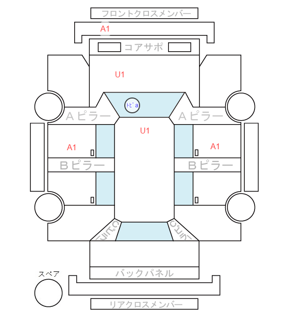 Body condition diagram (damage marks, Japanese labels)
