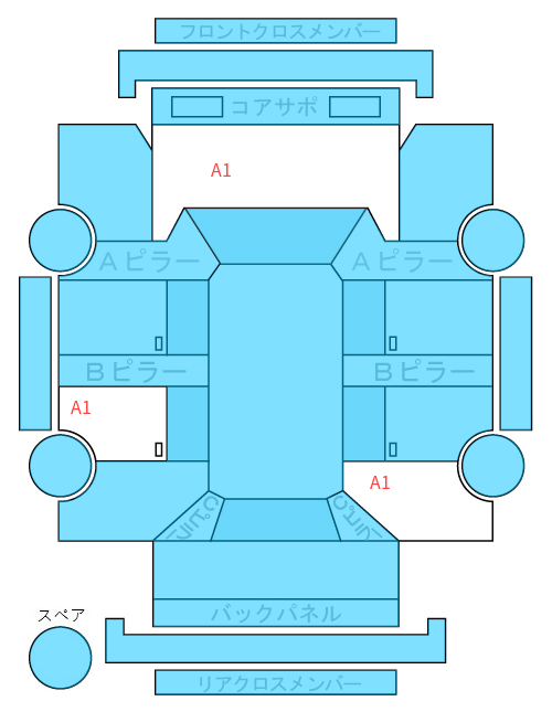 Body condition diagram (damage marks, Japanese labels)