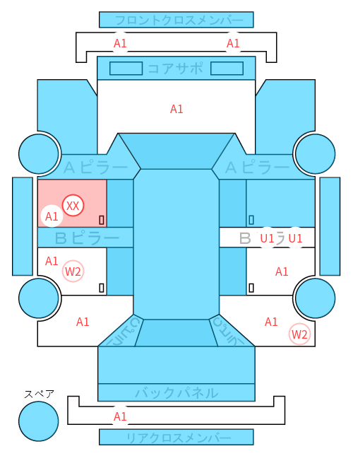 Body condition diagram (damage marks, Japanese labels)
