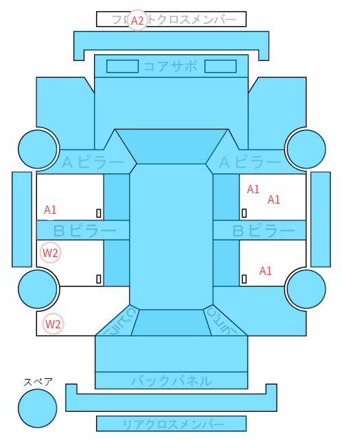 Body condition diagram (damage marks, Japanese labels)