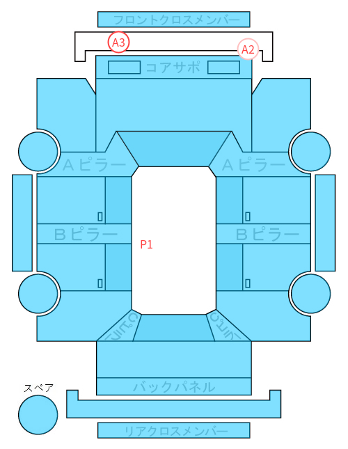 Body condition diagram (damage marks, Japanese labels)