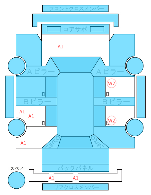 Body condition diagram (damage marks, Japanese labels)