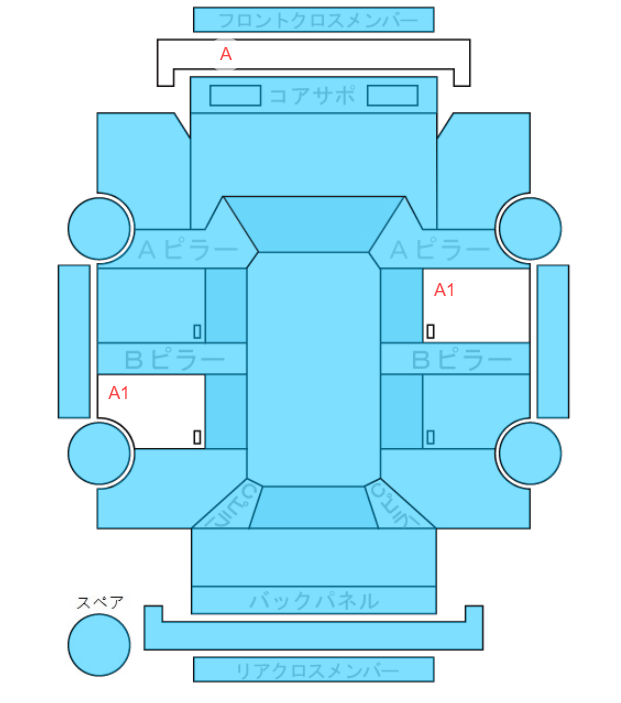 Body condition diagram (damage marks, Japanese labels)