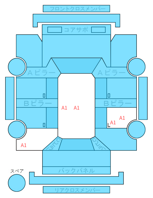 Body condition diagram (damage marks, Japanese labels)