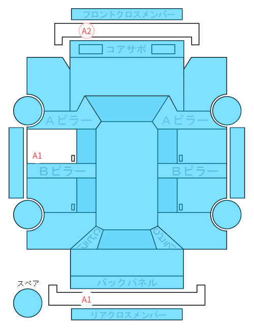Body condition diagram (damage marks, Japanese labels)