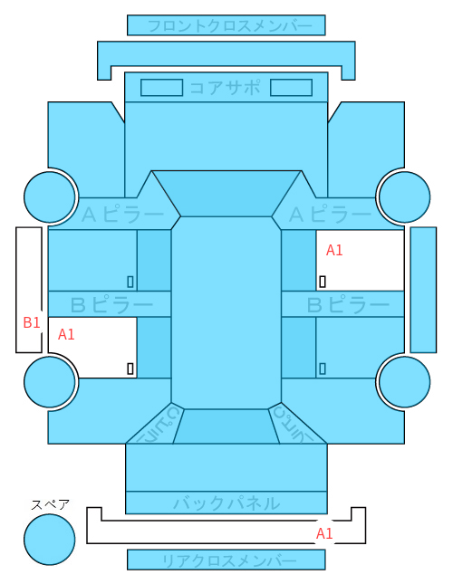 Body condition diagram (damage marks, Japanese labels)