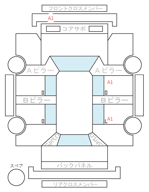 Body condition diagram (damage marks, Japanese labels)