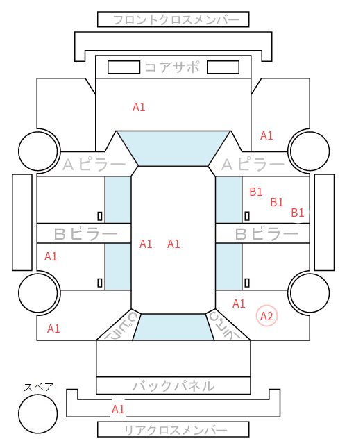 Body condition diagram (damage marks, Japanese labels)