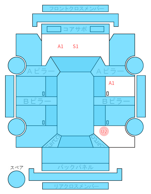 Body condition diagram (damage marks, Japanese labels)