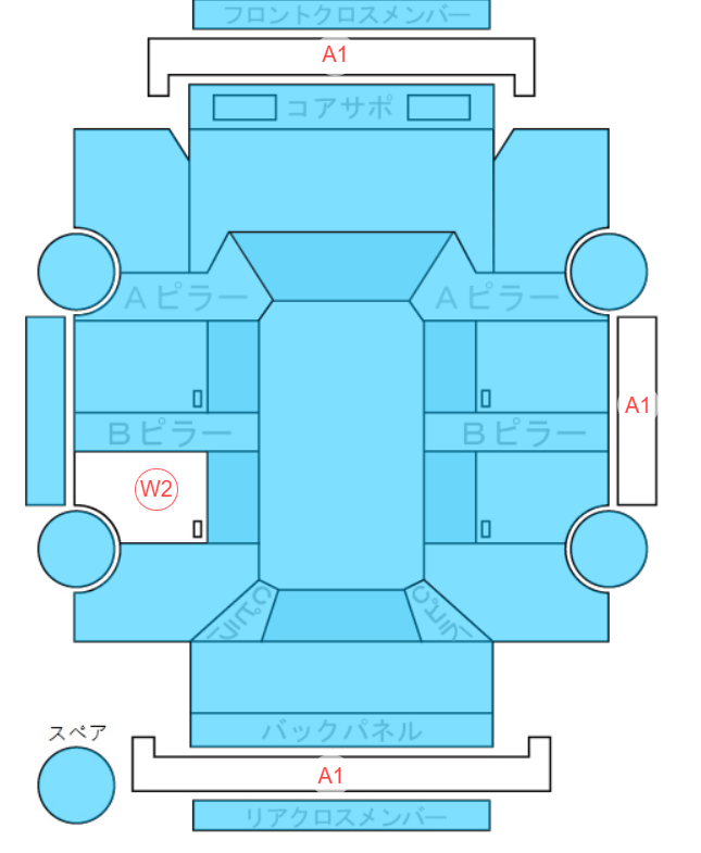 Body condition diagram (damage marks, Japanese labels)